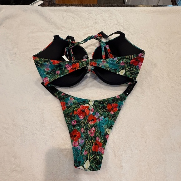 New! Victoria Secret Bombshell Push-up Brazilian bikini Tropical 45614 - Picture 9 of 13